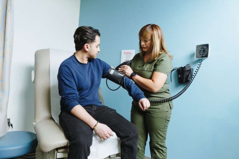 Healthcare provider with patient