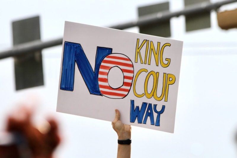 Trump protest sign in Austin