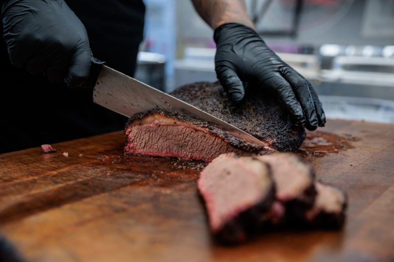 a close up shot of houston bbq