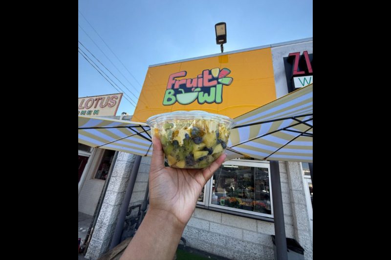 At Fruitbowl, you can build your own bowl or pick from a few different predetermined combinations and then choose between a 24 or 36 oz bowl.
