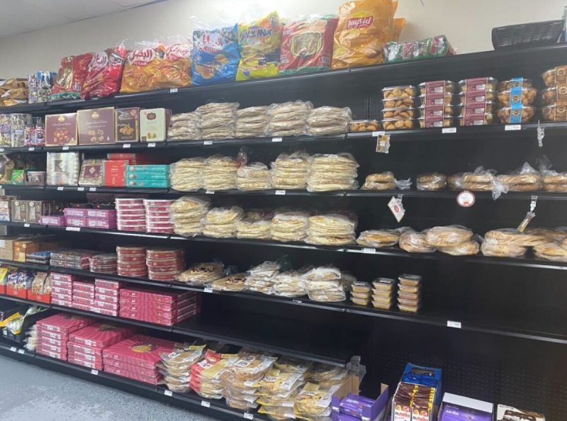Grocery aisle in a Middle-Eastern, halal market