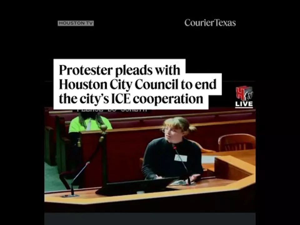 ICE protester pleads with Houston City Council to end the city’s cooperation with ICE