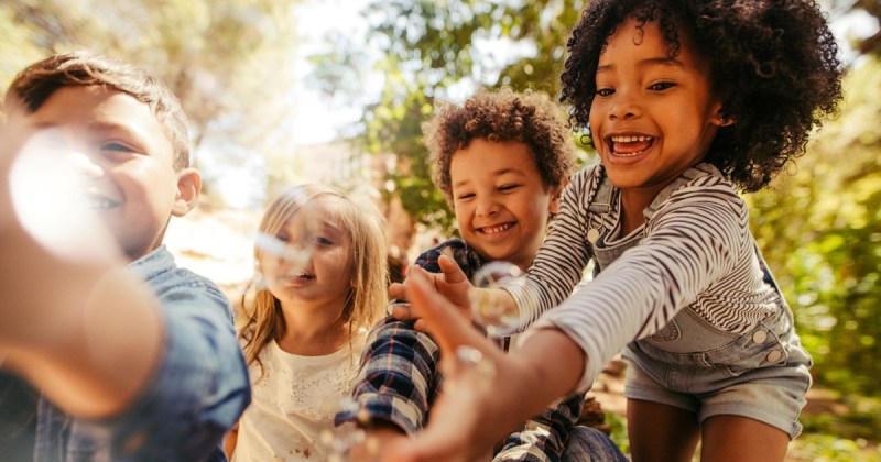 Children play outside
