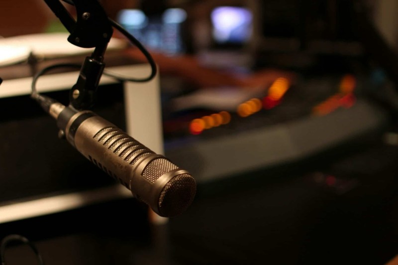 A microphone in a radio studio