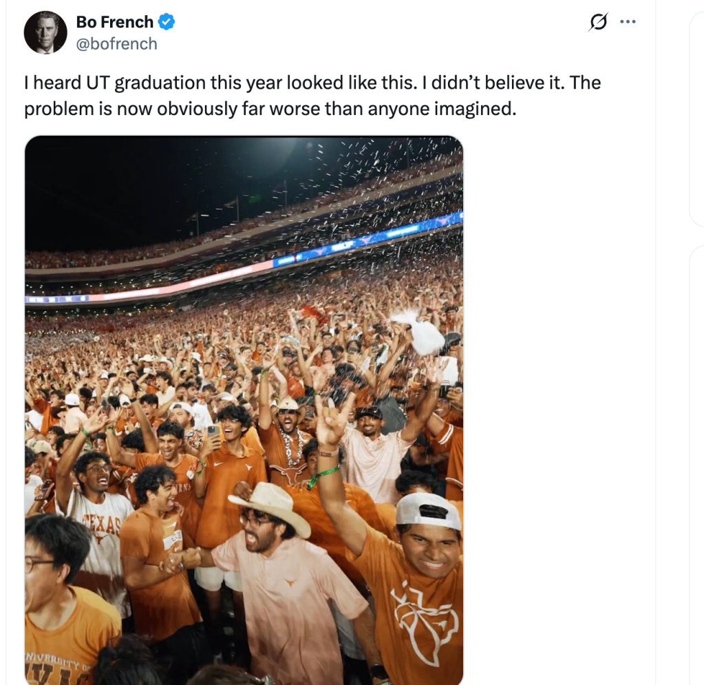 Bo French faces backlash for racist post about UT students, but not from Abbott