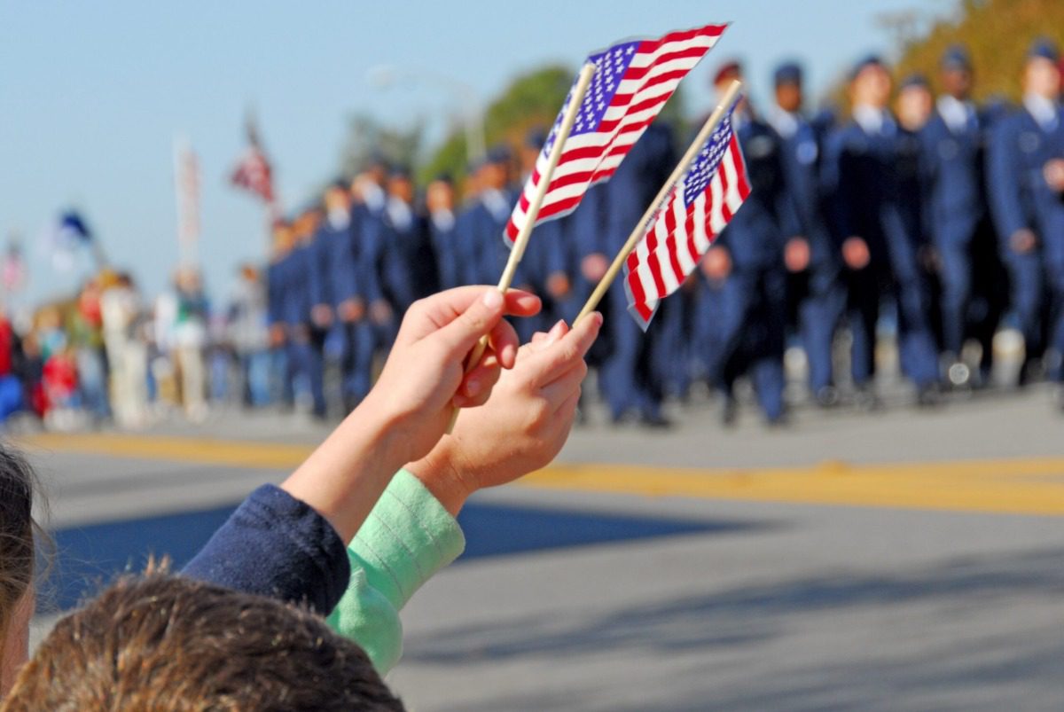 Flags at Veteran's Day Parade.