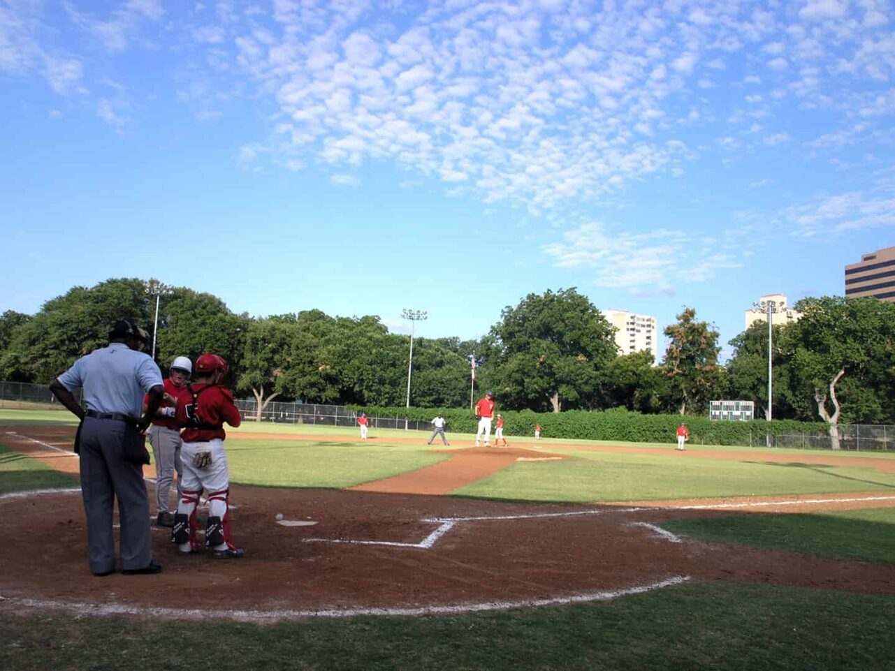 Players enjoy the renovated ballpark