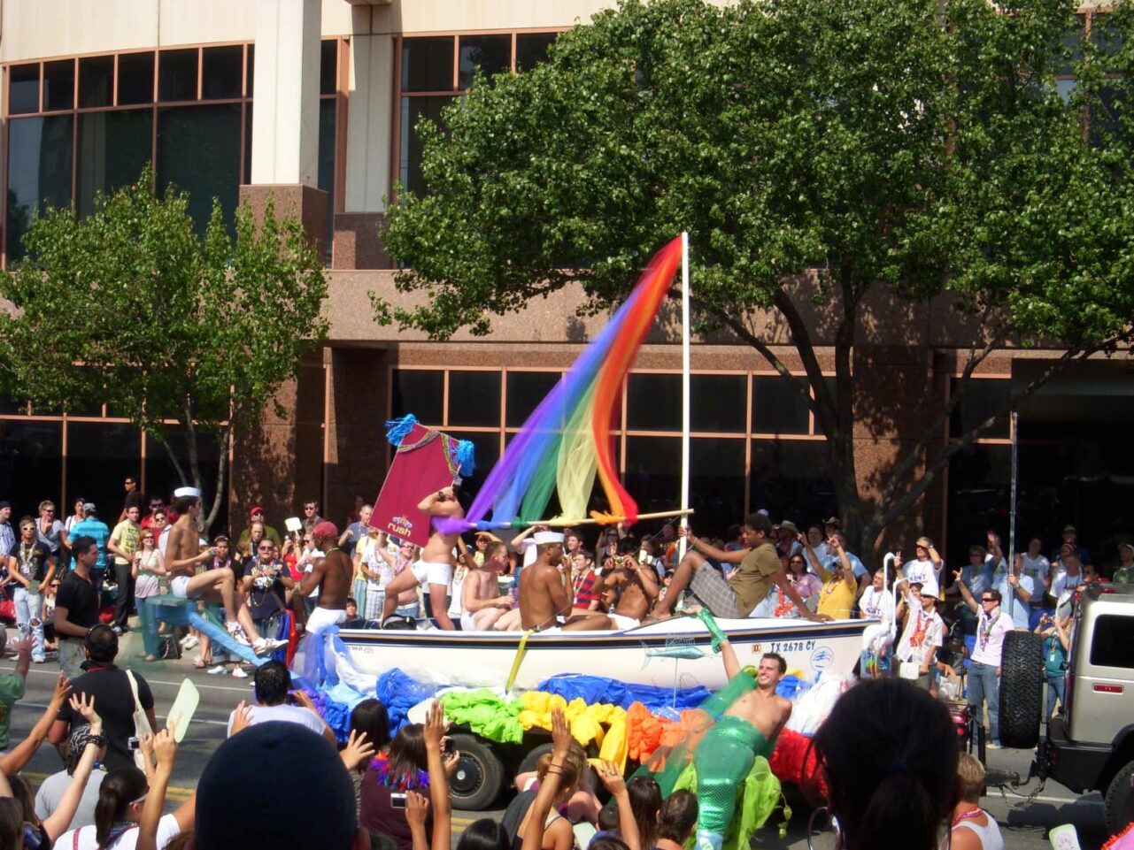 folks on a boat for dallas pride