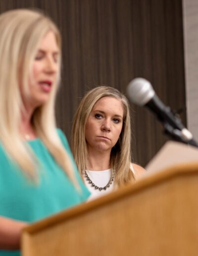 Amanda Zurawski and Hollie Cunningham at press conference