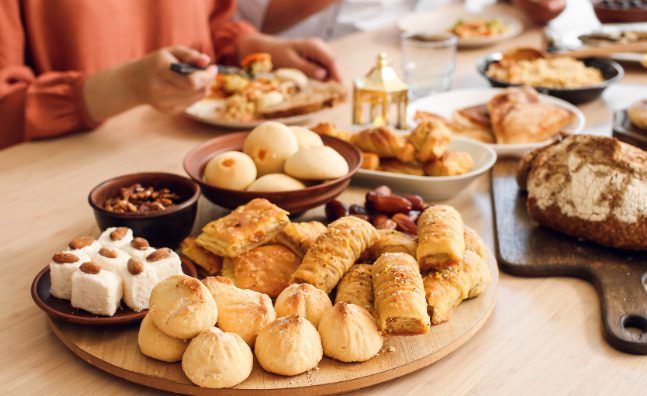 A spread of traditional Eastern sweets served on Eid al-Fitr, a spring holiday celebrated by those of the Islamic faith
