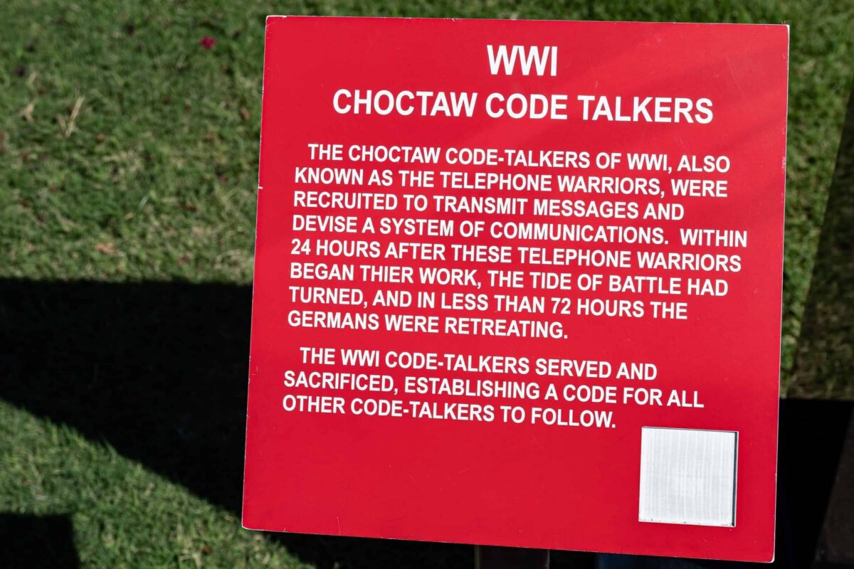 During World War I, 19 Native American soldiers became part of the Choctaw Code Talkers under the 36th Infantry Division organized at Texas’s Camp Bowie.