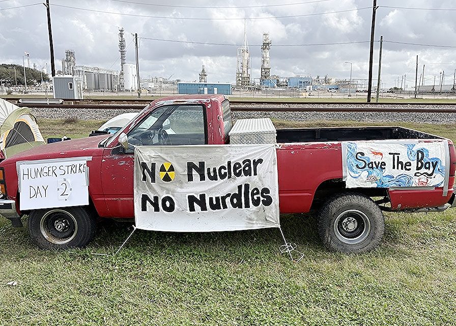 A Texas environmental activist is in the second week of a hunger strike to protest Dow Chemical's application to relax rules on discharging plastics into the state's coastal waterways.